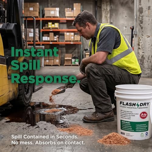 Image of FlashDry Super Spill Absorbent, 5 Gallon Bucket, 100% Organic Coco Coir, Landfill Safe, OSHA Approved, Ideal for Absorbing Oil, Paint, Grease in Garages, Kitchens, Janitor Kits