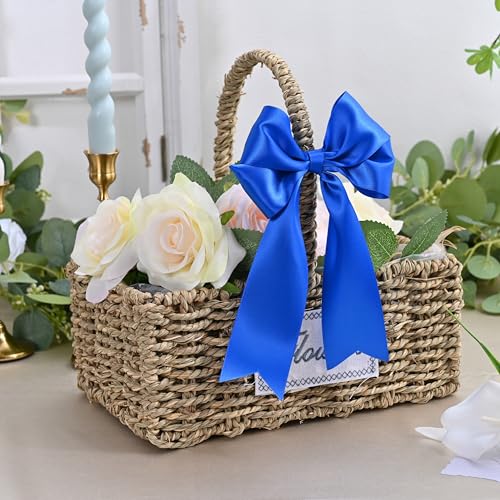 Image of Double Face Royal Blue Satin Ribbon 2 inch X 25 Yards Polyester Royal Blue Ribbon for Gift Wrapping Very Suitable for Weddings Party Hair Bow Invitation Decorations and More