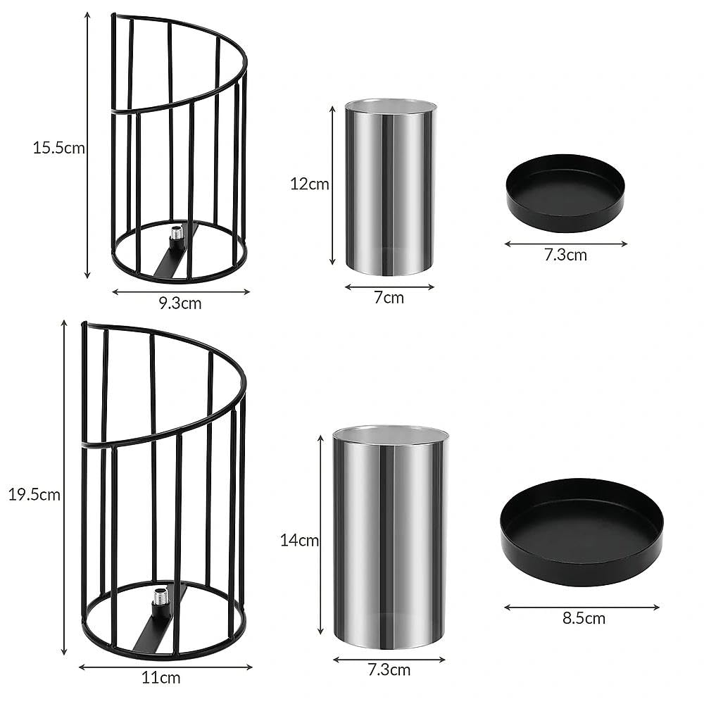 Portacandele In Pilastro Di Vetro, portacandele antivento, Staffa decorativa in metallo, 2 Pezzi Lanterna con Cilindro di Vetro per Tavola da Pranzo, nozze, Natalizie Decorazioni (Nero)