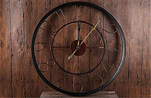 Modern Minimalist Wall Clock Hollow Kitchen Decoration Iron Art 3D Wall Clock Creative Metal Round Digital Clock Watch Handmade Metal Art Cast Iron Wall Decoration Clock-Black + Antique Gold #TOP1