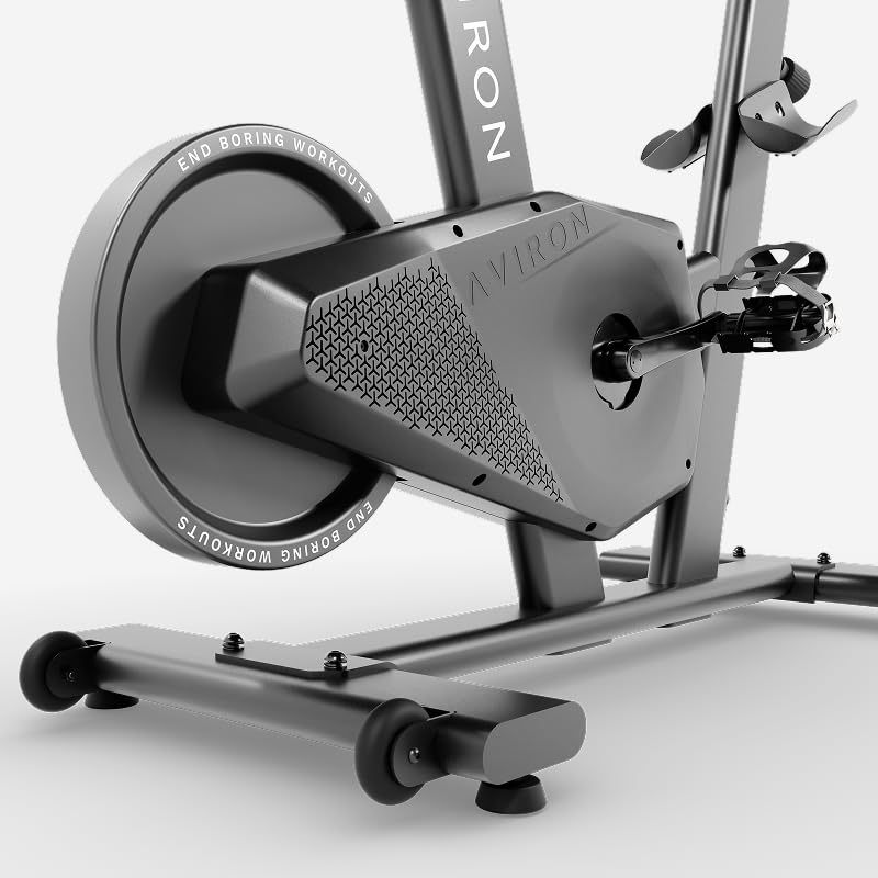 Image of Aviron Fit Bike Touring Edition with 22 inch HD Touchscreen. Access to Game-Based Workouts, Streaming, and Classes. 1500W Electromagnetic Resistance, Freewheel, Compact Design, Black