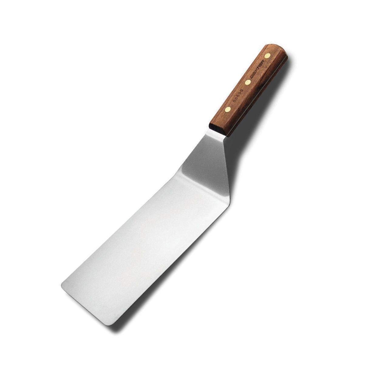 Dexter Russell S8699PCP Traditional 19730 Steak Turner, 8" x 4" Offset Stiff Stainless Steel Beveled Blade with Triple Riveted Rosewood Handle, Heavy Duty Professional Grill Spatula, Made in USA