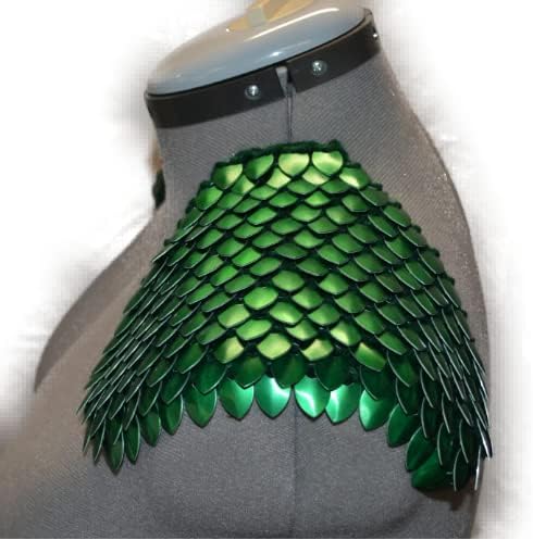 Scale Mail Epaulettes in Knitted Dragonhide Armor -Green