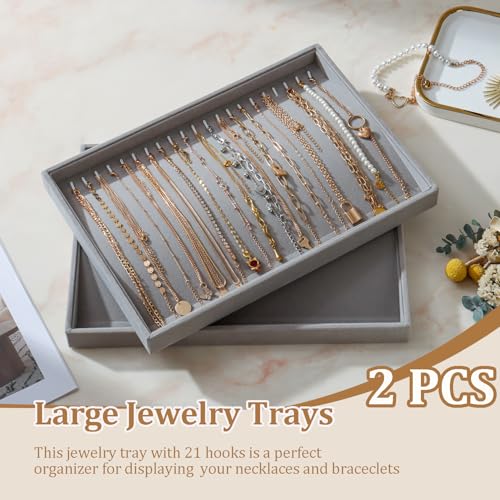Image of Large Velvet Jewelry Tray Display Drawer Inserts 2 Pack