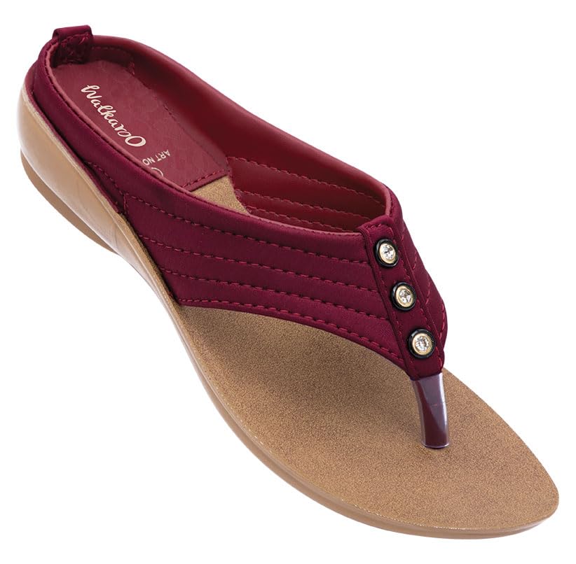 WALKAROO W25109 Womens Sandals for Casual Wear and Regular use for Indoor & Outdoor - Maroon (B0CMCLG6WJ) Amazon Price History, Amazon Price Tracker