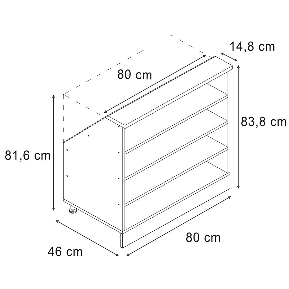 Vicco Dachschrägenschrank Rion, Weiß/Weiß, B80 x T46 cm mit 4 Fächern, platzsparend für Dachschrägen
