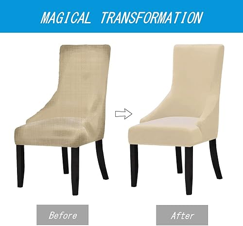 Miniatura 8 de SXITOWH Juego de 2 fundas elásticas para sillas con respaldo de ala, protector reutilizable para silla de brazo, protector lavable para silla de