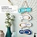 Juvale Wooden Flip Flop Beach Decor Sign - 8.7 x 20.9 in, Blue/White/Beige Coastal Wood - Nautical Decor with Seashells & Rope Hanger - Indoor/Outdoor Wall Accent for Bathroom, Bedroom & Living Room
