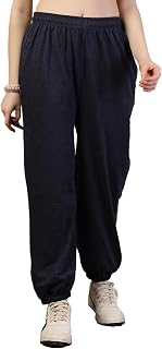 UZARUS Women's Loose Baggy Fit/Relaxed Fit Cotton Blend Joggers with Side Pockets & Gripped Hem Price In India
