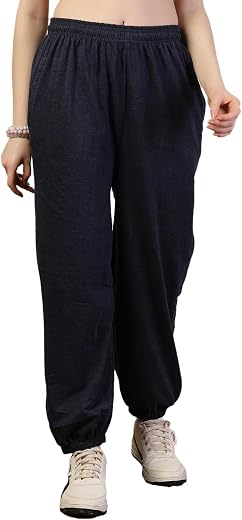 UZARUS Women's Loose Baggy Fit/Relaxed Fit Cotton Blend Joggers with Side Pockets &amp; Gripped Hem