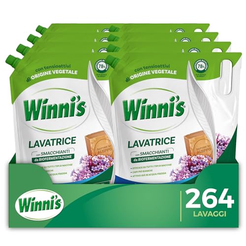 Winni's Detersivo Lavatrice, Aleppo e Verbena, 264 Lavaggi, 1485 ml x 8