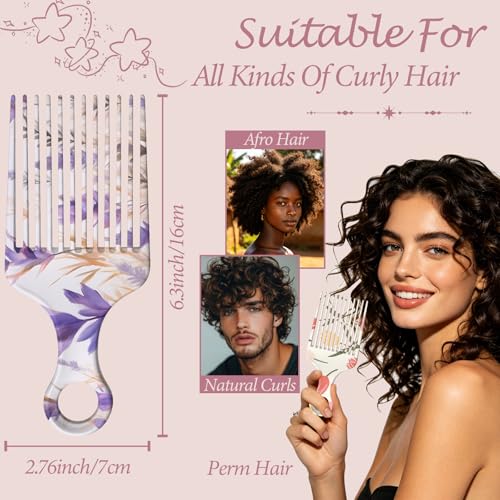 2 Peines Afro Pick para Cabello Rizado Largo y Grueso miniatura 2