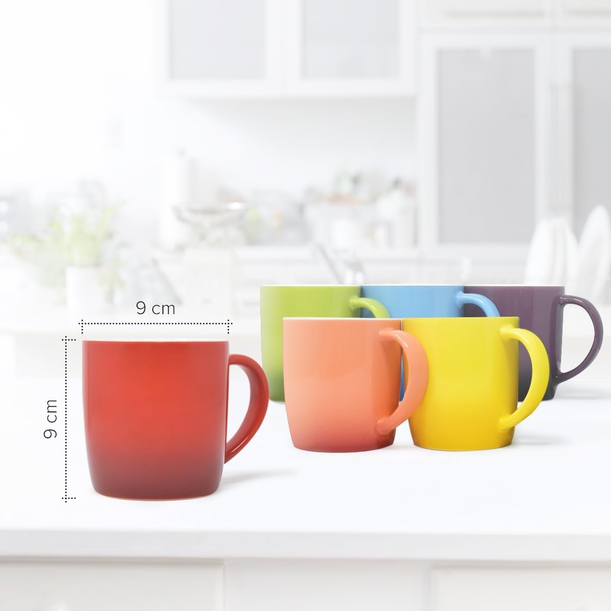 Kaffeetassen Set 6 Stück bunt Steingut 350ml – Joeji's Kitchen Ombré