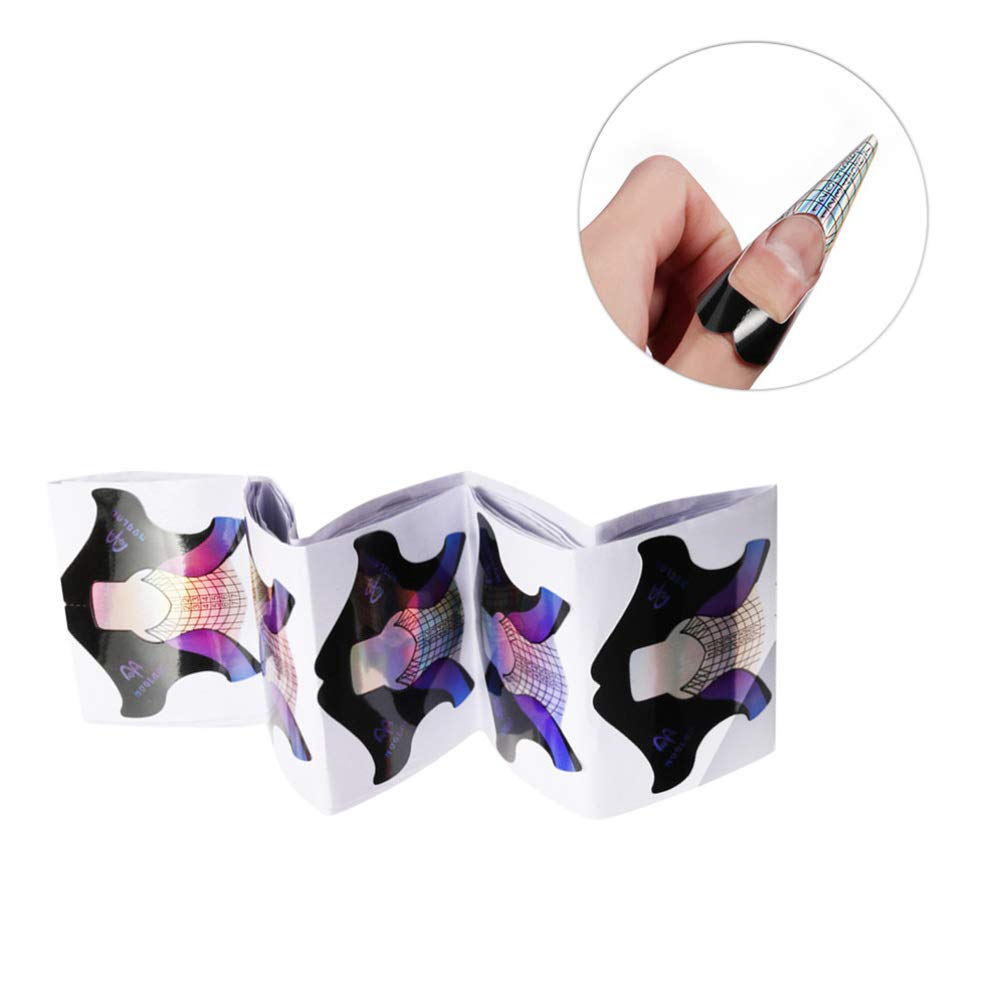 Beaupretty 100Pcs Nail Forms Fish Shape Self-adhesive Paper Nail Art Guide Stickers Nail Tips Manicure Extension Tool Nail Art Equipment
