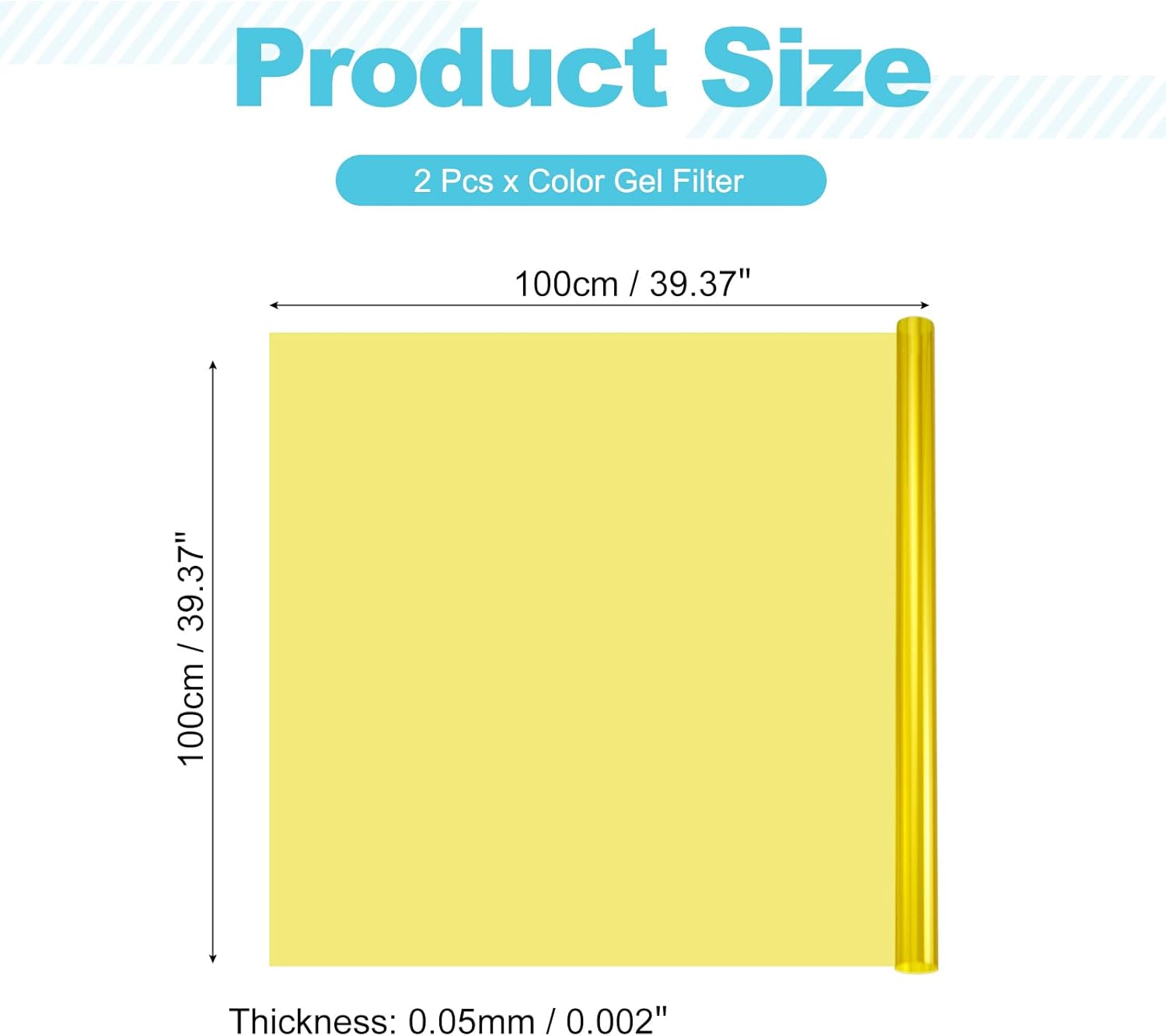 MECCANIXITY Lighting Gel Filter 39.4x39.4 Inch Yellow Color Correction Sheet for Photo Studio Red Head Light, Pack of 2 100x100cm Yellow