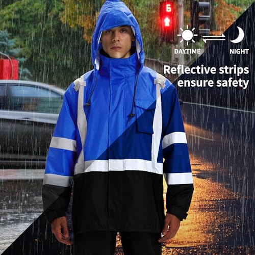 SRsafety High Visibility Rain Gear, Class 3 High Visibility Work Rain Gear for Men, Construction Rain Suits