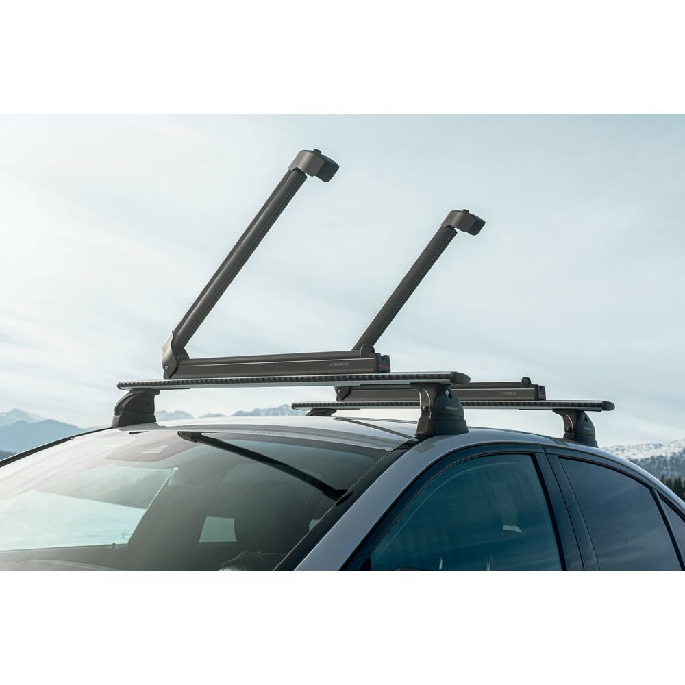 NORDRIVE N40013 Nordic-King Evo Aluminium NK-60, portasci per Barre da Tetto - Nero