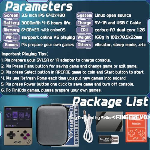 Mini Plus OnionOS Handheld Game Console 3.5-inch 640*480 Screen 3000mAh Mini+ with Portable Case Retro Gray — view 6
