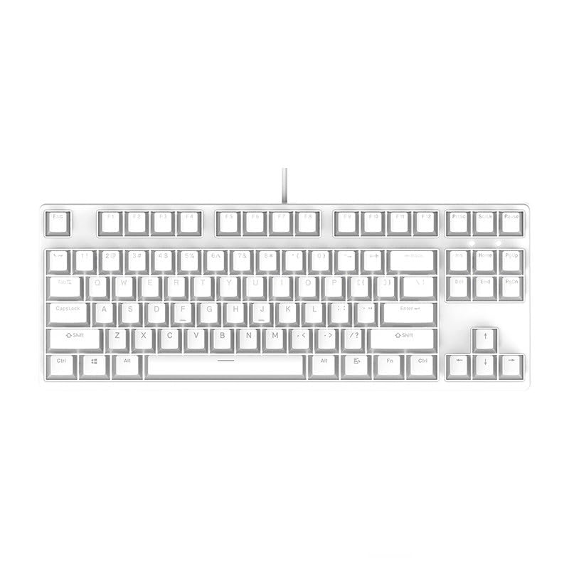87キー メカニカルキーボード、有線ゲーミングキーボード、PBT熱昇華キーキャップ、赤軸、低騒音、RGBバックライト、人体工学設計、フルキーノンコンフリクト、有線ゲーミングキーボード、オフィス仕事プログラミング用 (白色)