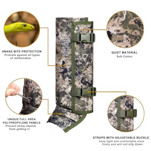 QOGIR Snake Gaiters for Hunting: Durable Snake Guards, Snake Gaiter Leggings for Men & Women, Snake Bite Protection for Lower Legs, Snake Proof Gaiters with Adjustable Size (Mountain Camouflage) - image 2