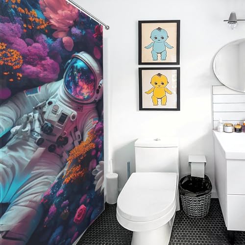 Rideau de douche anti-adhérence astronaute en polyester épais lourd
