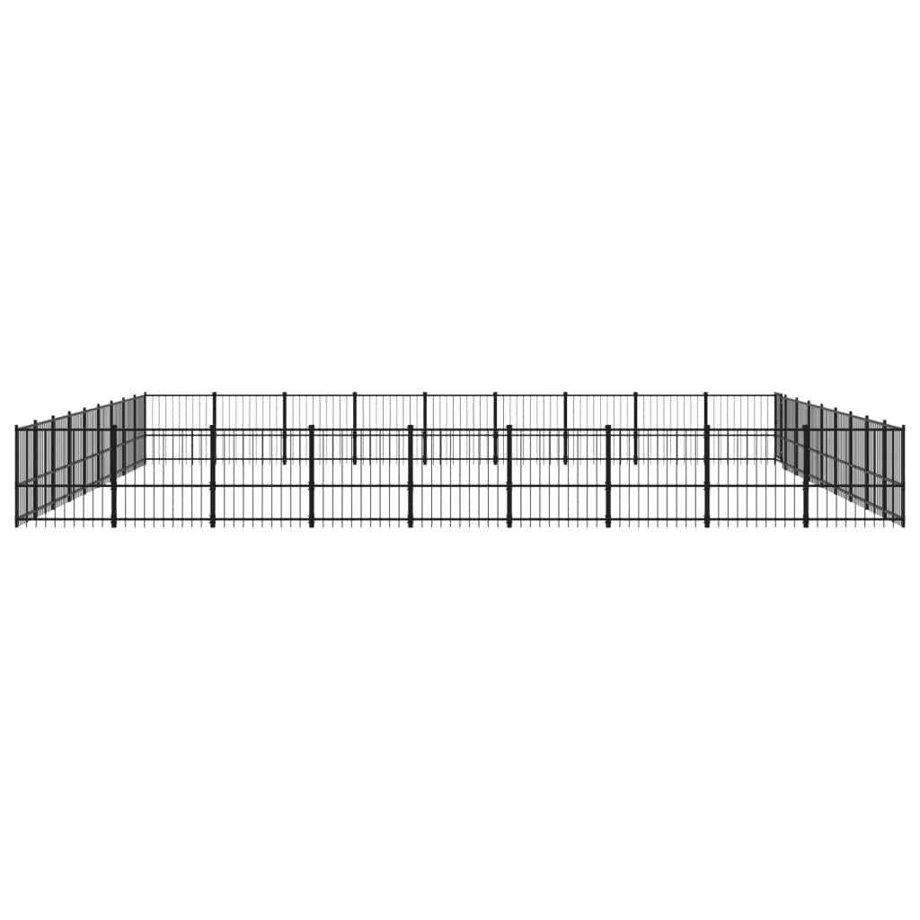 Caseta para perros de acero con recubrimiento en polvo de 76,21 m² con puerta giratoria, protección de seguridad para cachorros y perros en el jardín, resistente a la intemperie, para