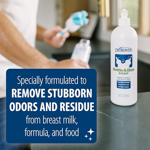 Image of Dr. Brown's Bottle & Dish Soap for Baby Bottles and Baby Accessories, Plant-Derived, Fragrance-Free, 16 Fl Oz (Pack of 6)