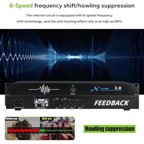 Procesador de audio antiultrasonido, supresor digital de retroalimentación para micrófono, con desplazamiento de frecuencia, para escenarios, KTV, conferencias y salas de música miniatura 3