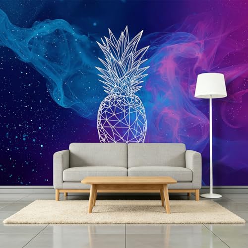 Papel pintado fotográfico de vellón con efecto 3D, diseño de piña, diseño de galaxia, 500 x 280 cm, para salón, dormitorio, oficina, pasillo, habitación infantil