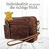 Corno d´Oro Handgefertigte Umhängetasche Herren Klein Leder I Premium Handgelenktasche Echt Leder für Mini Tablet bis 8 Zoll I Herrenhandtasche zum umhängen Ledertasche Taupe #3