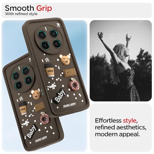 Image of Pikkme Back Cover for Realme 12 Plus 5G / P1 5G / Narzo 70 5G / 70 Pro 5G | Cute Fun Cartoon 3D Bear Silicone Full Body Protection Bumper Cover (Brown)