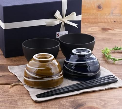 夫婦茶碗 おしゃれ 結婚祝い らせん夫婦茶碗&お椀&箸ペア6点セット ギフト食器 引っ越し祝い 新築祝い ペアギフト ご飯茶碗 汁椀 ホワイト×キャラメル