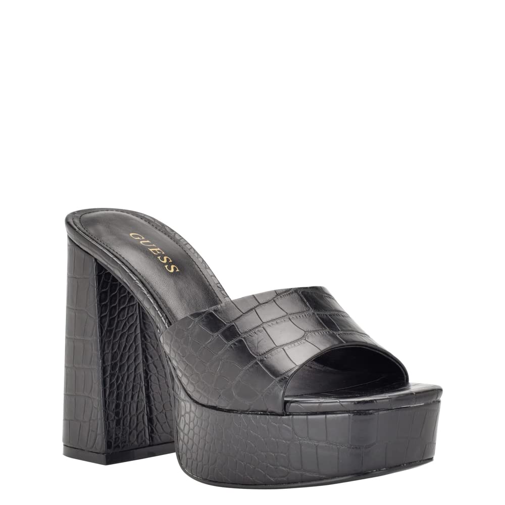 GUESS Women's Jadah Heeled Sandal, Black, 5 UK