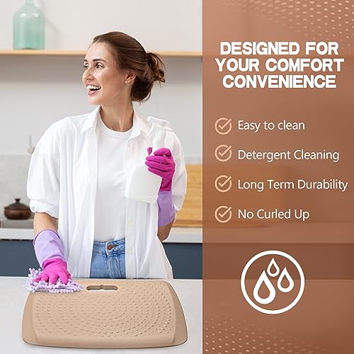 Image of 3 /4 Inch Portable Anti Fatigue Standing Mat with Massage Points, Comfort Foot Standing Pad for Office Desk with Handle, Cushioned Kitchen Mat for Office & Home (Rose Gold, 17 inch X 22 inch)