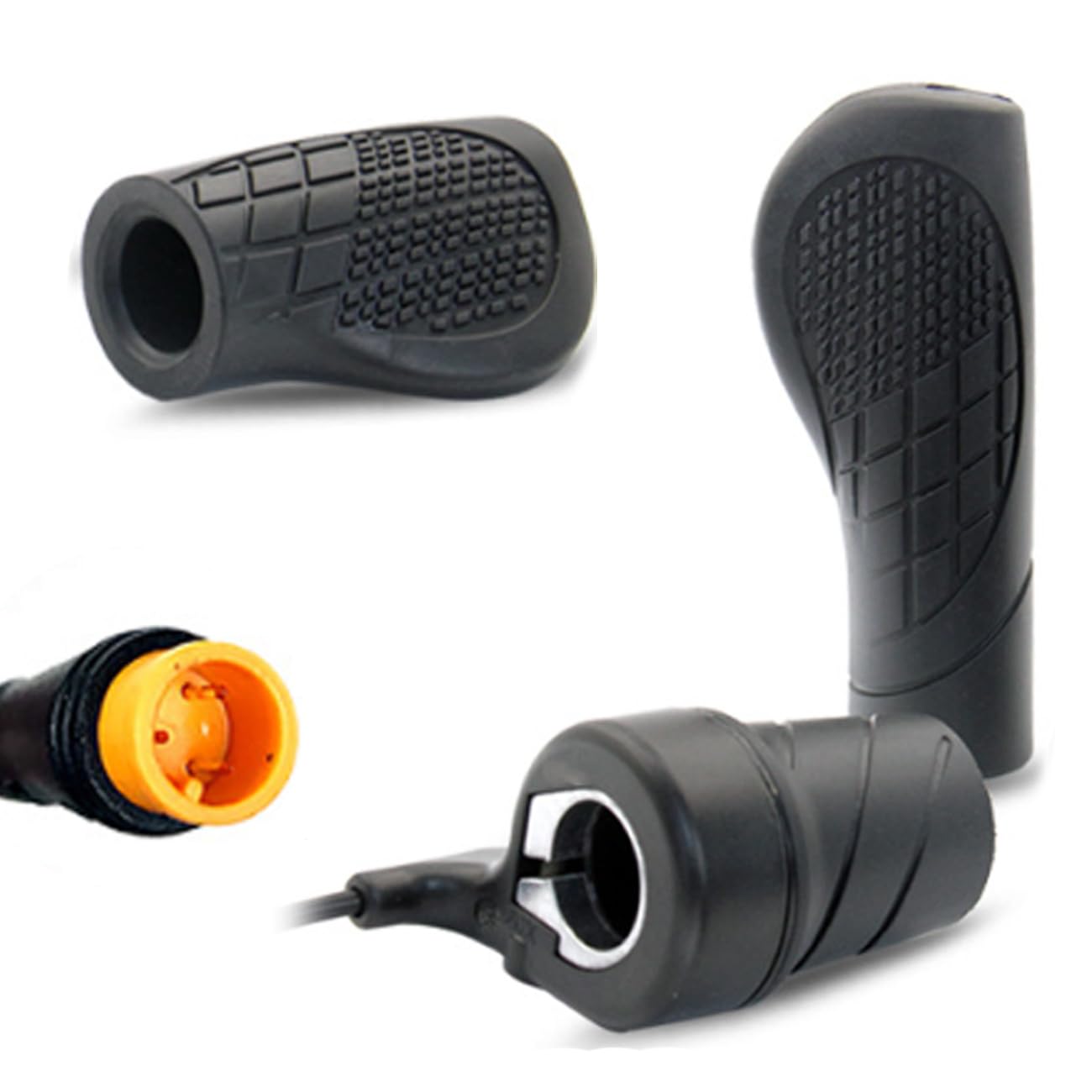 Half Twist Throttle Hand Grips 3 Pin, Waterproof Electric Mountain Bike Handlebar Grips for Twist Throttle Conversion Kit On The Right-Hand Side for Bafang Bbs01 Bbs02 for Bbshd Central Drive Motor