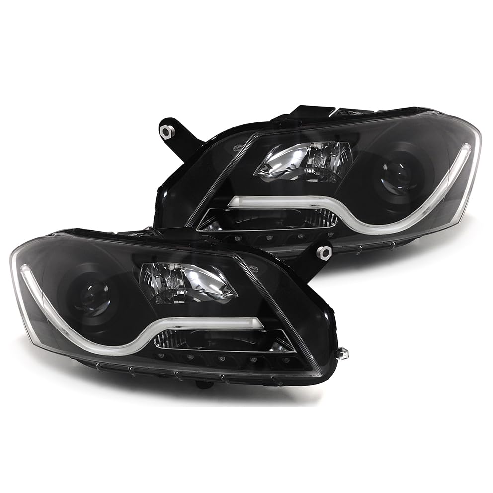 03290 - PHARES AVANTS NOIRS FEUX DEVIL EYES TUBES LED COMPATIBLE AVEC VW PASSAT B7 3C 2010-2014