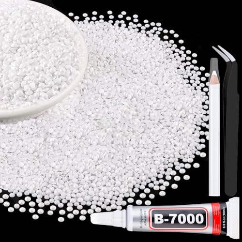 6000Pcs 3mm Resin Jelly Rhinestones with 1Pcs 10ml B7000 Jewelry Glue for Crafting White Flatback Gems Bedazzling Crystal Bulk for DIY Crafts Clothing Tumblers Shoes Nail Art Fabric