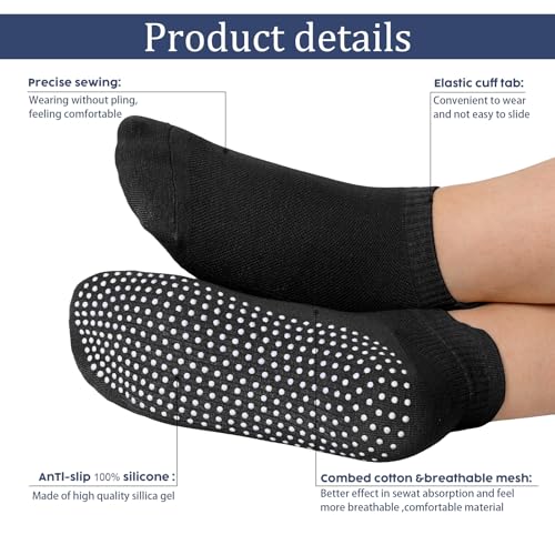 Geyoga 5 Pairs Unisex Non Slip Socks with Grip Anti Skid Slipper Barre Socks for Yoga Pilates Barre Home Workout3