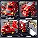 KIZONLY Fire Truck Toys for Toddler 1-3 3-5, 7-in-1 Fire Car Carrier Vehicle Set for Girls 1 2 3 4 5 6 Years Old, Transport Car with Light Sound, Birthdays Gifts for Kids Girls Aged 3-9