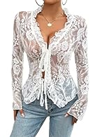 Material:The lace long sleeve tops for women,black lace top for women,long sleeve shirt for women is made of 100% polyester;Lightweight and breathable,soft and skin-friendly.Lace floral see through shirt,sheer blouse for women,fashion streetwear Feat...