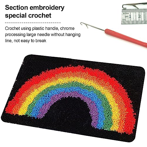 Image of kingsea Latch Hook Kit for Adults, DIY Crochet Yarn Rug with Pattern Printed Latch Hook Rug Kit for Teen, Latch Hook Kit for Beginners, Rainbow, 20 inch x 13 inch