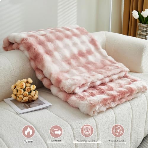 Kuscheldecke Kaninchen Plüsch Decke Super Soft Wohndecke Dick 1000 G/M² Flanell Decke Warme Überwurfdecke Sofadecke Vielseitig Blanket Für… – Ansicht 4