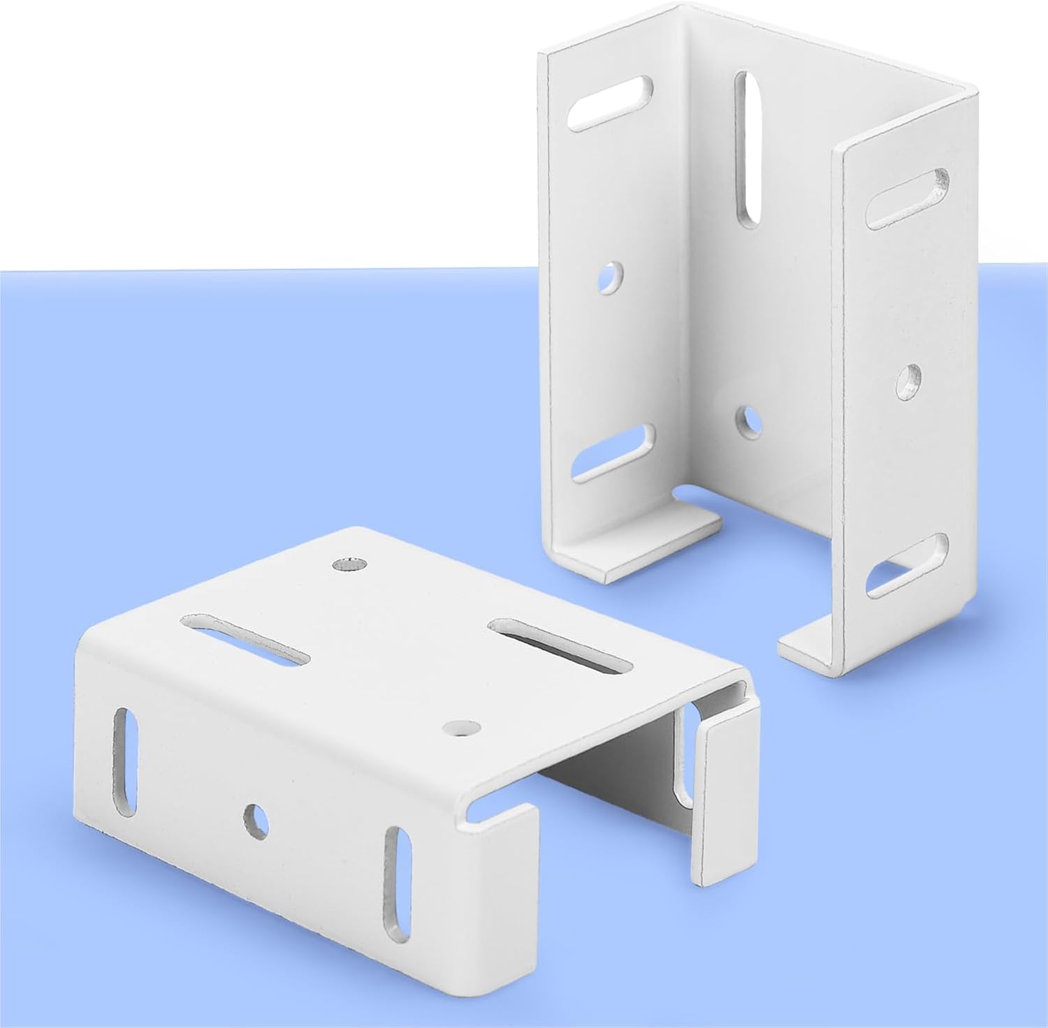 2-3/4" Rails Brackets Kit, White Aluminum Vinyl Fence Post (Set 8)