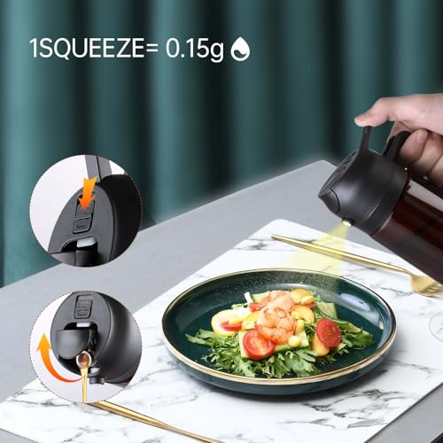 Image of 2 in 1 Oil Sprayer for Cooking, 16oz Olive Oil Dispenser Bottle for Kitchen with 8 Stickers for Air Fryer, Salad, Frying, BBQ (Upgraded Brown yellow)