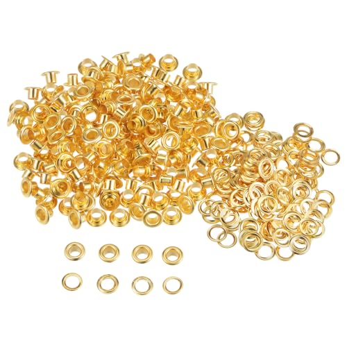 QUARKZMAN 300 Ensembles Œillets en Métal de 4mm ID avec Rondelles, Œillets en Fer pour Chaussures, Vêtements, Ceintures, Étiquettes, Sacs, Tissus,...