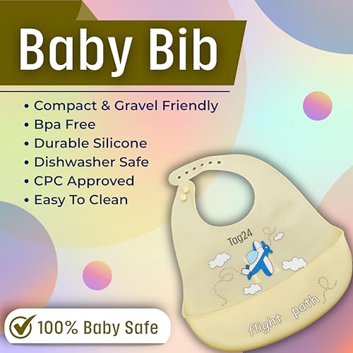 Image of Baby Bib for Feeding and Weaning Babies and Toddlers | Waterproof, Washable, Reusable | Adjustable Neckline with Buttons | Easy to Clean and Non-Messy Design