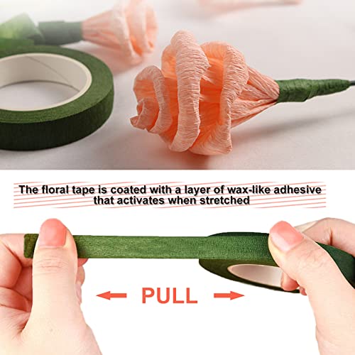 Cettkowns 12 Rolls 1/2 Inch 30 Yard Green Floral Tape For Bouquet Stem Wrapping - Adhesive, Waterproof And Flexible (Dark Green) #TOP2