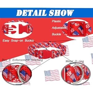 American Flag Medium Dog Collar 2Pack, Quick Release 4th of July Dog Collar, Red White and Blue Patriotic Dog Collar American Flag Medium Dog Collar 2Pack, Quick Release 4th of July Dog Collar, Red White and Blue Patriotic Dog Collar