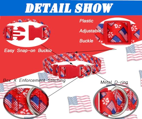 American Flag Medium Dog Collar 2Pack, Quick Release 4th of July Dog Collar, Red White and Blue Patriotic Dog Collar American Flag Medium Dog Collar 2Pack, Quick Release 4th of July Dog Collar, Red White and Blue Patriotic Dog Collar