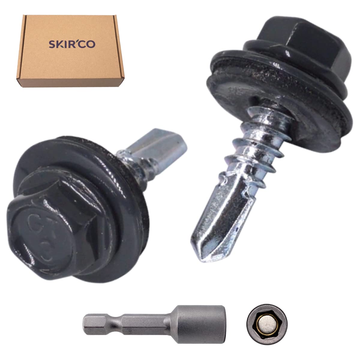SKIR'CO (300 pcs) Metal Roofing Screws, 4.8 x 19 mm Painted Self-Drilling Screws With EPDM Washers - Image 2